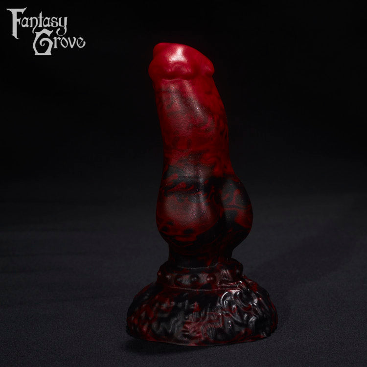 A Fantasy Grove sex toy on a black background with a logo in the upper left corner