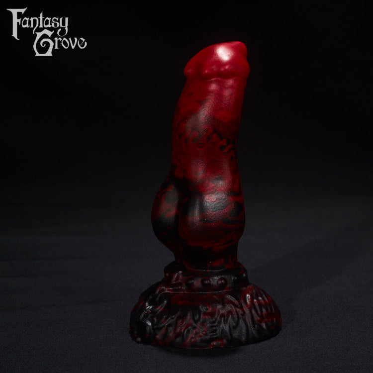 A Fantasy Grove sex toy on a black background with a logo in the upper left corner