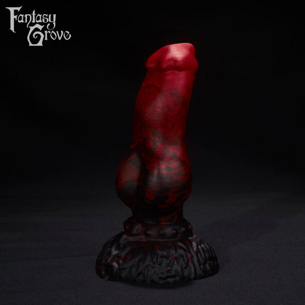 A Fantasy Grove sex toy on a black background with a logo in the upper left corner