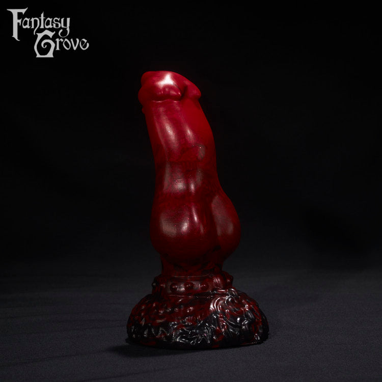 A Fantasy Grove sex toy on a black background with a logo in the upper left corner