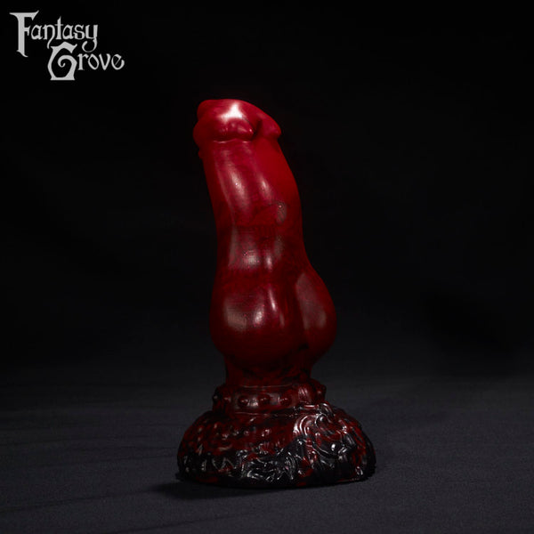 A Fantasy Grove sex toy on a black background with a logo in the upper left corner