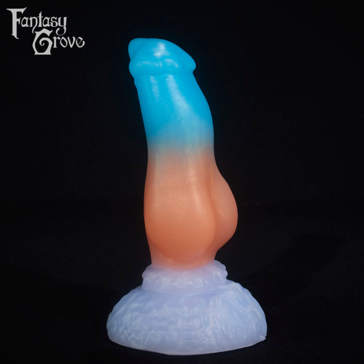 A fantasy sex toy on a black background with the Fantasy Grove logo in the upper left corner