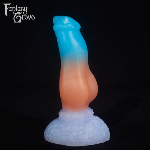 A fantasy sex toy on a black background with the Fantasy Grove logo in the upper left corner
