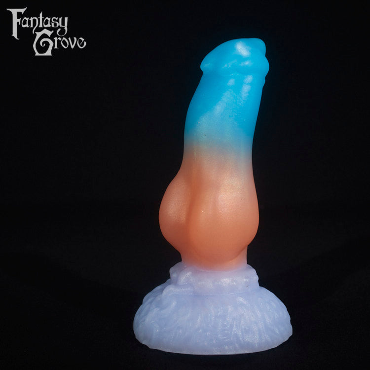 A fantasy sex toy on a black background with the Fantasy Grove logo in the upper left corner