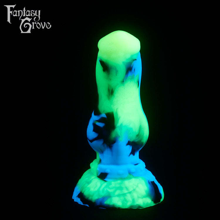 A fantasy sex toy on a black background with the Fantasy Grove logo in the upper left corner