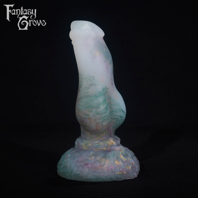 A fantasy sex toy on a black background with the Fantasy Grove logo in the upper left corner