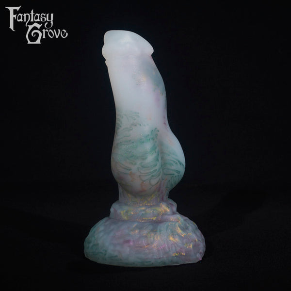 A fantasy sex toy on a black background with the Fantasy Grove logo in the upper left corner