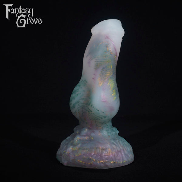 A fantasy sex toy on a black background with the Fantasy Grove logo in the upper left corner