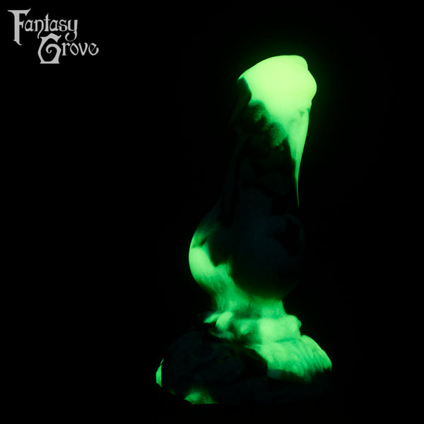 A fantasy sex toy on a black background with the Fantasy Grove logo in the upper left corner