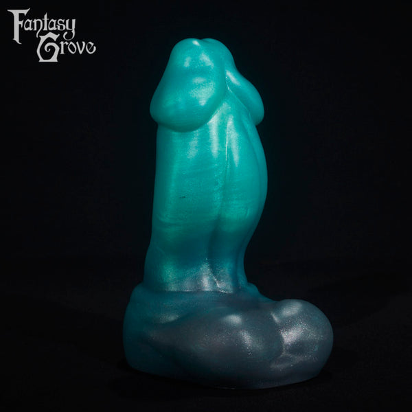 A fantasy sex toy on a black background with the Fantasy Grove logo in the upper left corner
