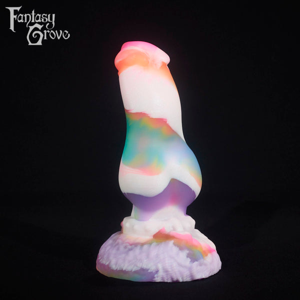 A fantasy sex toy on a black background with the Fantasy Grove logo in the upper left corner
