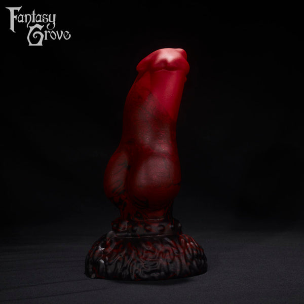 A Fantasy Grove sex toy on a black background with a logo in the upper left corner