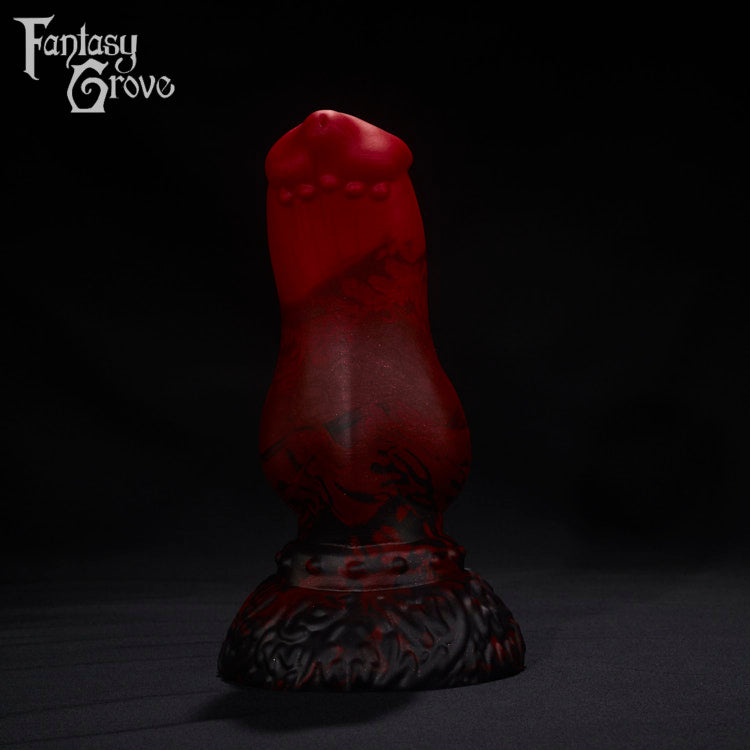 A Fantasy Grove sex toy on a black background with a logo in the upper left corner
