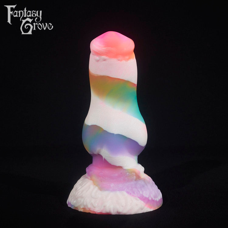 A fantasy sex toy on a black background with the Fantasy Grove logo in the upper left corner