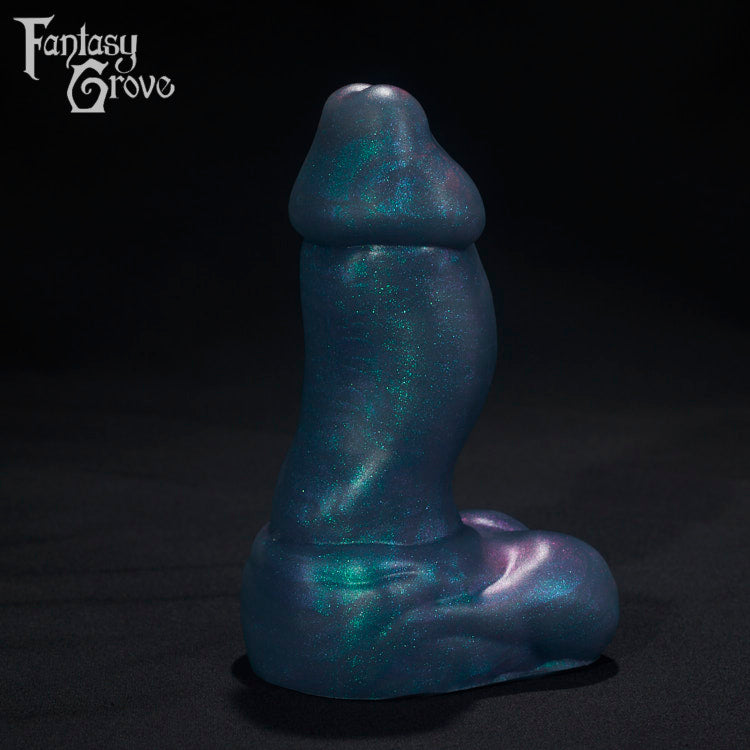 A Fantasy Grove sex toy on a black background with a logo in the upper left corner