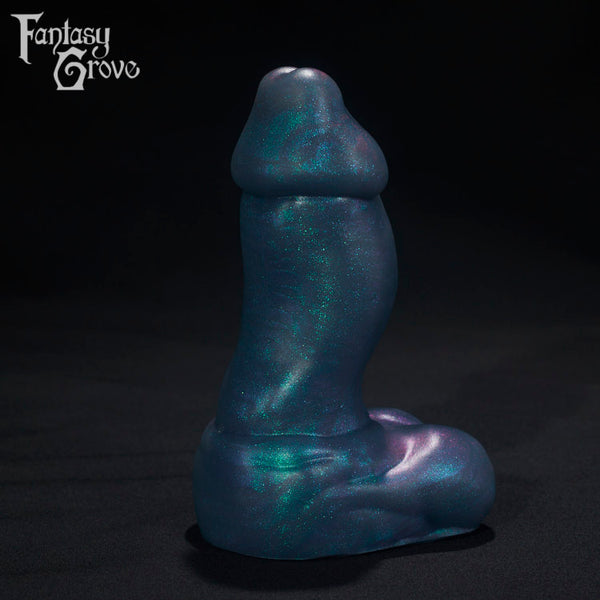 A Fantasy Grove sex toy on a black background with a logo in the upper left corner