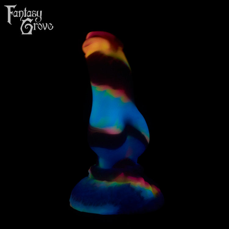 A fantasy sex toy on a black background with the Fantasy Grove logo in the upper left corner