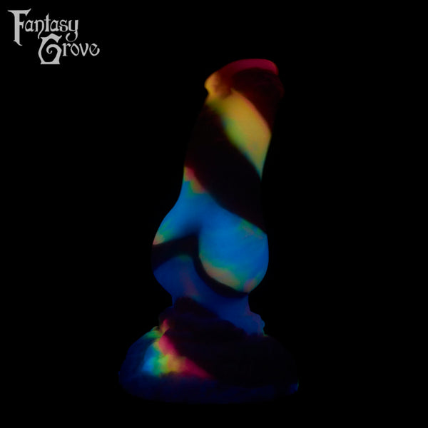 A fantasy sex toy on a black background with the Fantasy Grove logo in the upper left corner