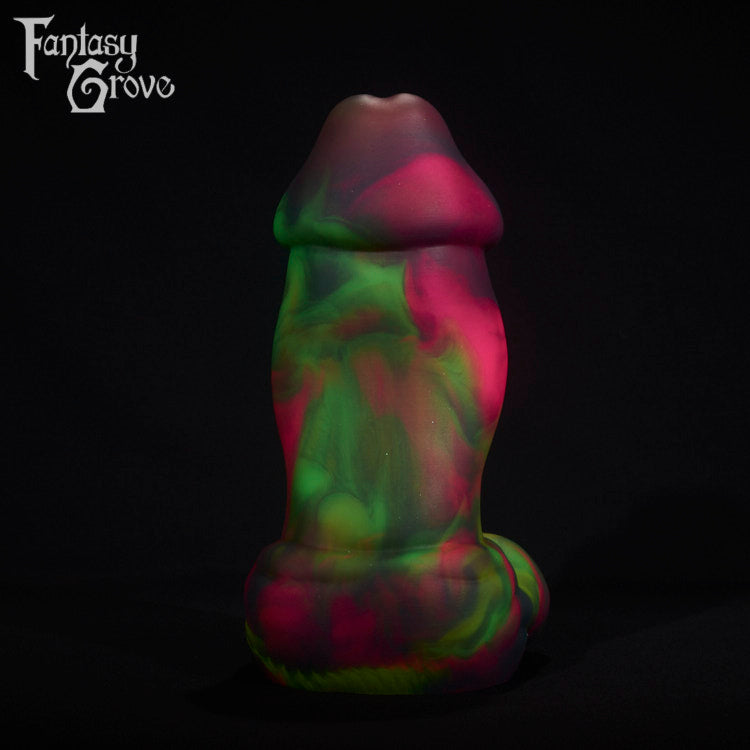 A fantasy sex toy on a black background with the Fantasy Grove logo in the upper left corner