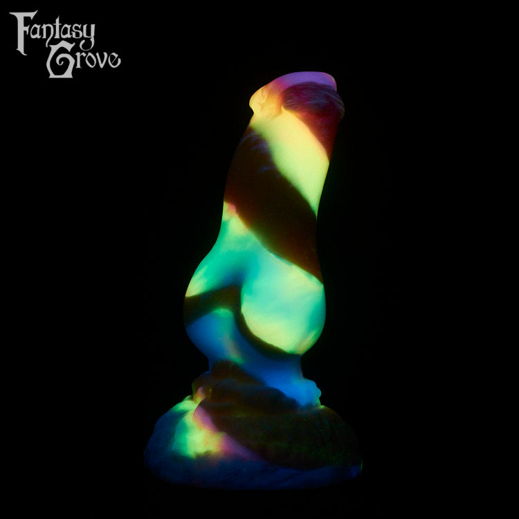 A fantasy sex toy on a black background with the Fantasy Grove logo in the upper left corner