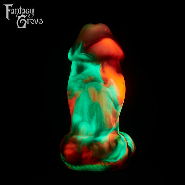 A fantasy sex toy on a black background with the Fantasy Grove logo in the upper left corner