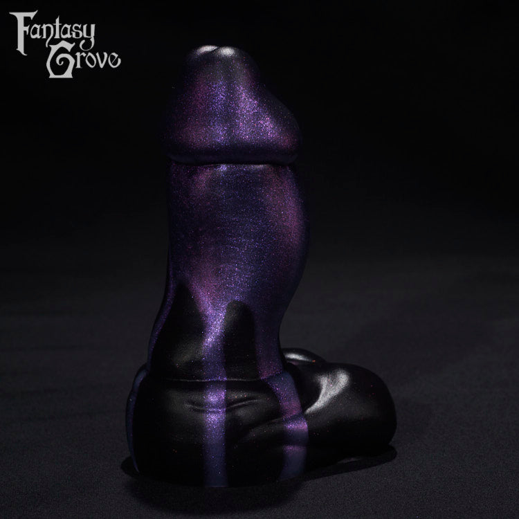 A Fantasy Grove sex toy on a black background with a logo in the upper left corner