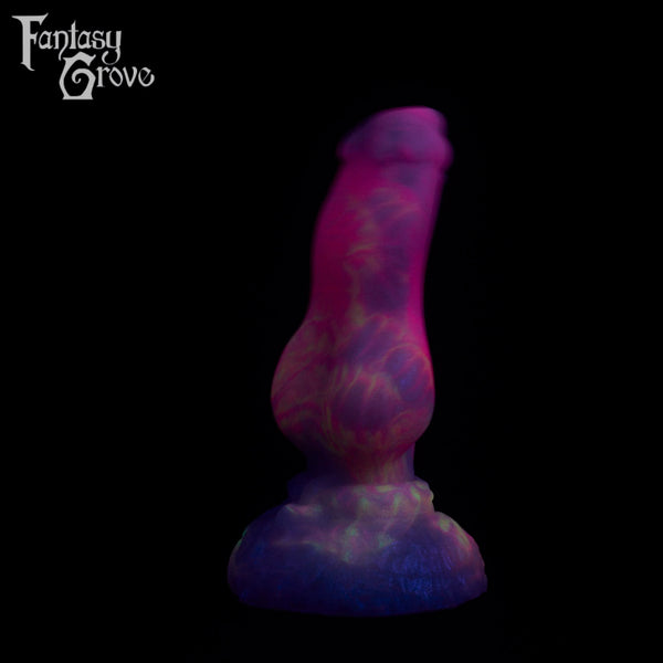 A fantasy sex toy on a black background with the Fantasy Grove logo in the upper left corner