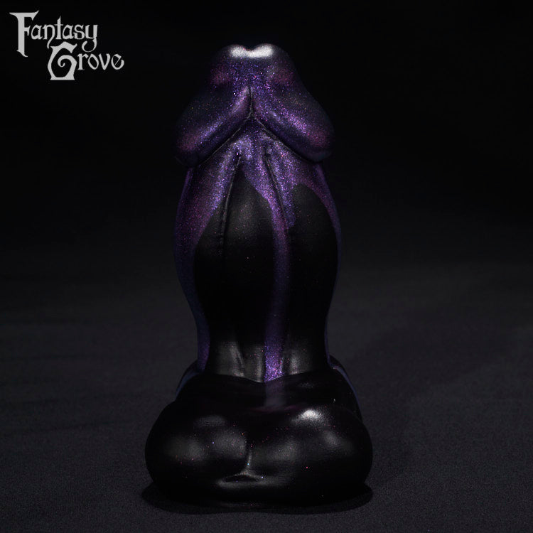 A Fantasy Grove sex toy on a black background with a logo in the upper left corner