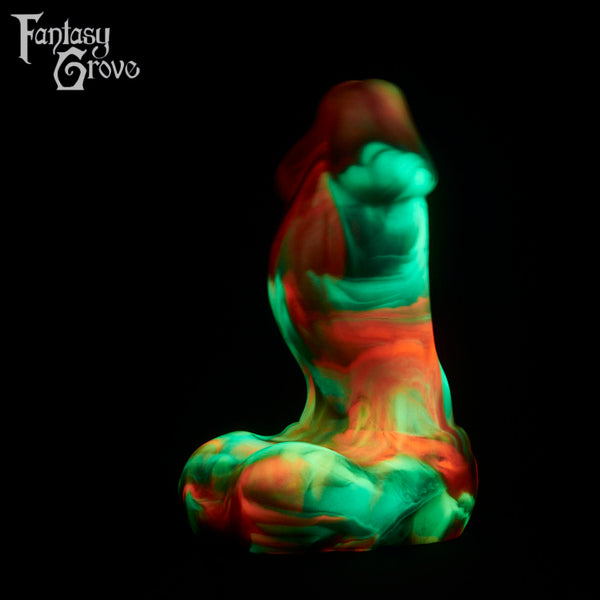 A fantasy sex toy on a black background with the Fantasy Grove logo in the upper left corner