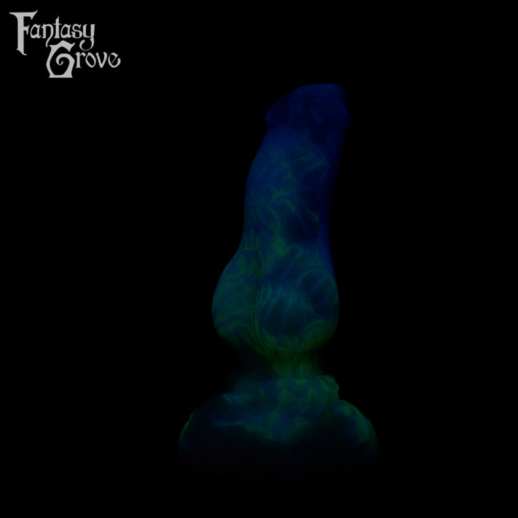 A fantasy sex toy on a black background with the Fantasy Grove logo in the upper left corner