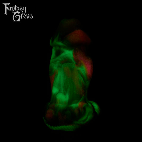 A fantasy sex toy on a black background with the Fantasy Grove logo in the upper left corner