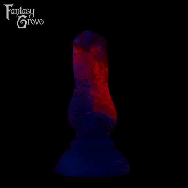 A fantasy sex toy on a black background with the Fantasy Grove logo in the upper left corner