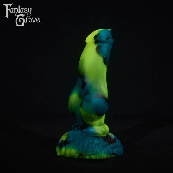 A fantasy sex toy on a black background with the Fantasy Grove logo in the upper left corner