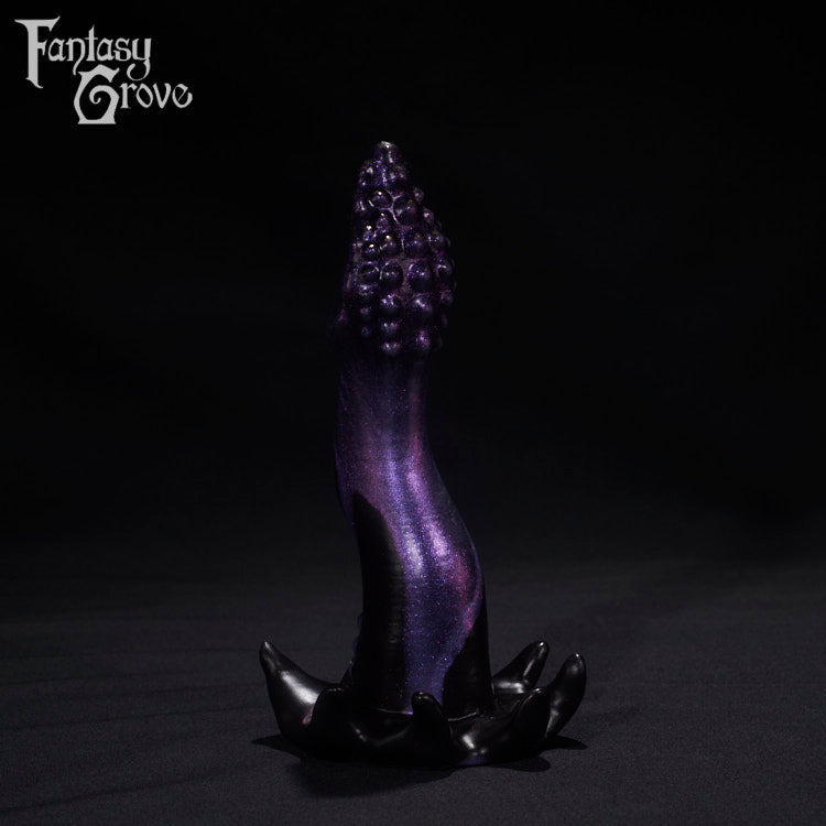 A Fantasy Grove sex toy on a black background with a logo in the upper left corner