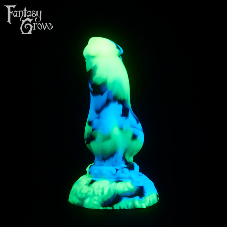 A fantasy sex toy on a black background with the Fantasy Grove logo in the upper left corner