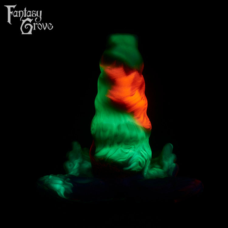 A fantasy sex toy on a black background with the Fantasy Grove logo in the upper left corner