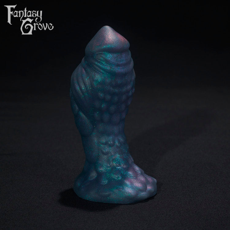 A Fantasy Grove sex toy on a black background with a logo in the upper left corner