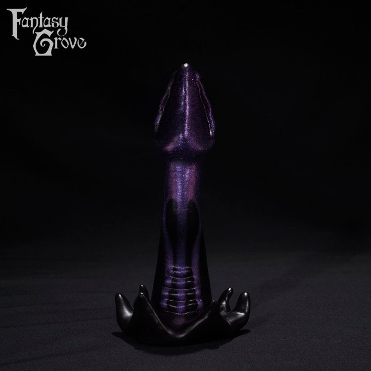 A Fantasy Grove sex toy on a black background with a logo in the upper left corner