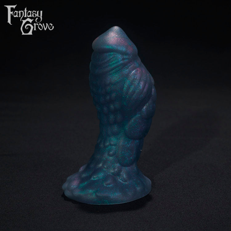 A Fantasy Grove sex toy on a black background with a logo in the upper left corner