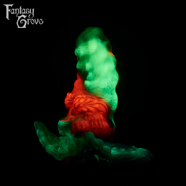 A fantasy sex toy on a black background with the Fantasy Grove logo in the upper left corner