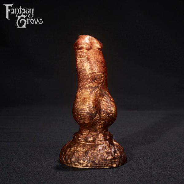 A fantasy sex toy on a black background with the Fantasy Grove logo in the upper left corner 