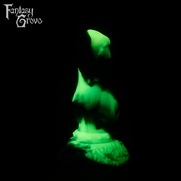 A fantasy sex toy on a black background with the Fantasy Grove logo in the upper left corner