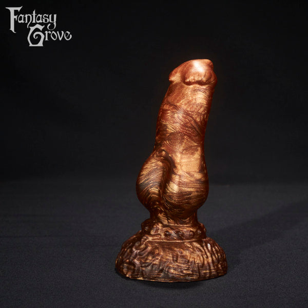 A fantasy sex toy on a black background with the Fantasy Grove logo in the upper left corner 