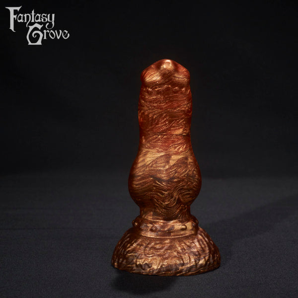 A fantasy sex toy on a black background with the Fantasy Grove logo in the upper left corner 