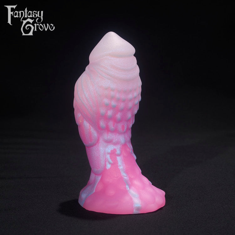 A Fantasy Grove sex toy on a black background with a logo in the upper left corner