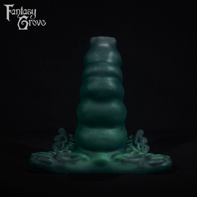 A fantasy sex toy on a black background with the Fantasy Grove logo in the upper left corner