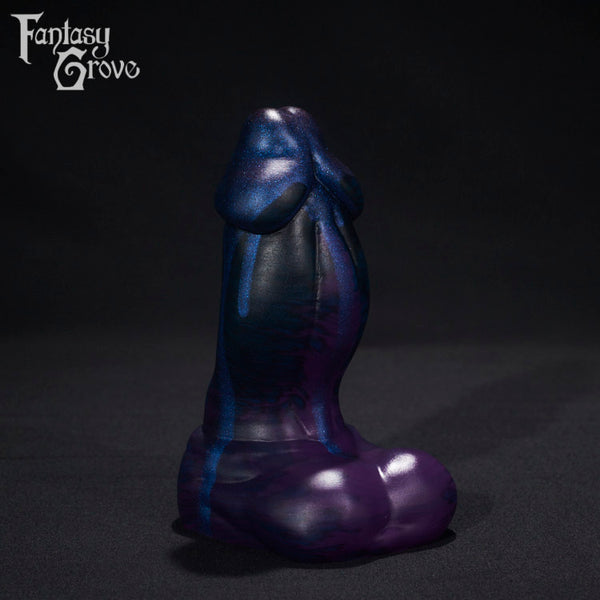 A fantasy sex toy on a black background with the Fantasy Grove logo in the upper left corner 