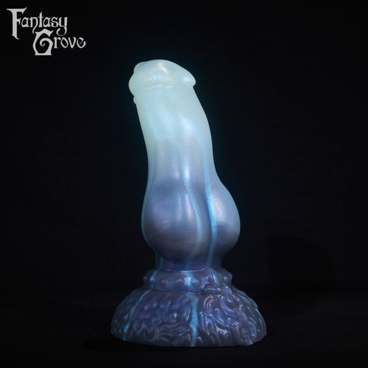 A fantasy sex toy on a black background with the Fantasy Grove logo in the upper left corner