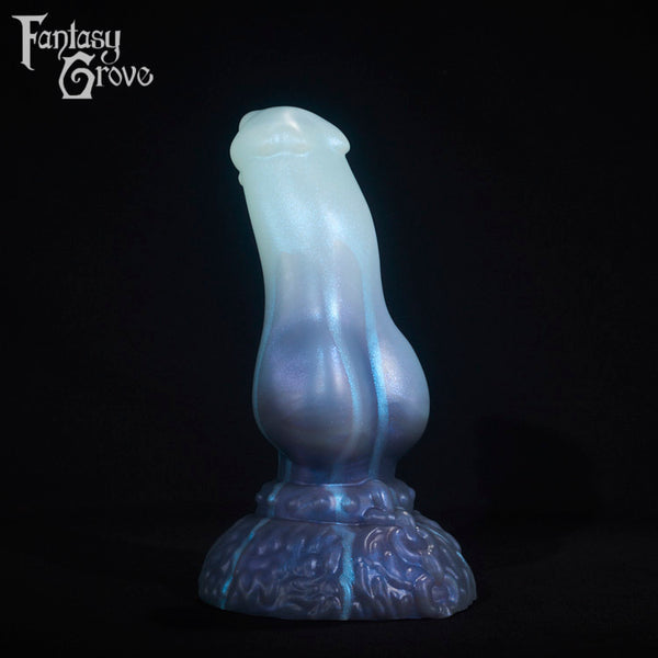 A fantasy sex toy on a black background with the Fantasy Grove logo in the upper left corner