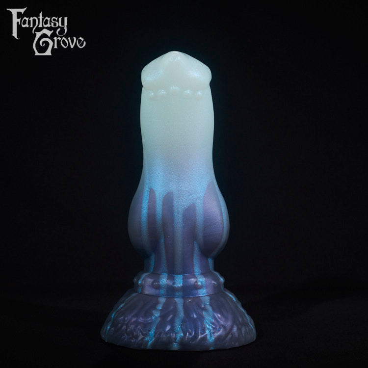 A fantasy sex toy on a black background with the Fantasy Grove logo in the upper left corner